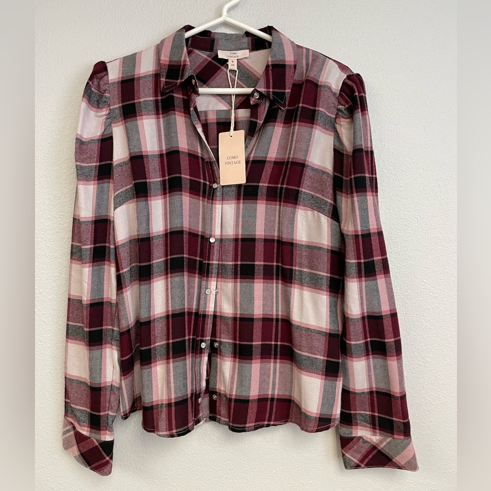 Plaid flannell blouse